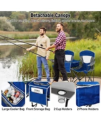 Sugift Double Beach Chair with Adjustable Canopy and Side Curtains