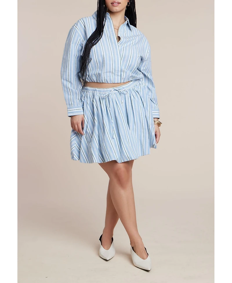 Eloquii Women's Striped Bubble Mini Skirt