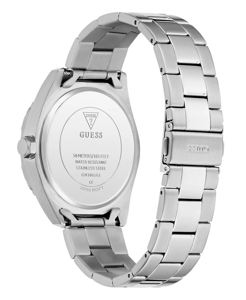 Guess Men's Silver-Tone Multi-Function Watch, 43mm