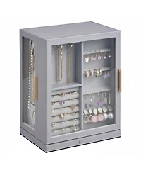 YIGII360degree(s) Rotating Jewelry Organizer 5 Drawers Glass Window Dustproof Moisture Resistant
