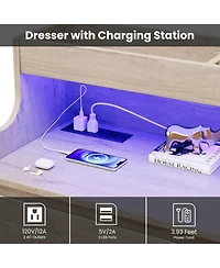 gaomon 6 Drawer Dresser with Led Lights and Charging Station Wide Chest