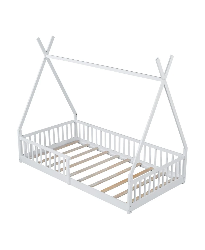 flynama Wood House Bed Fence