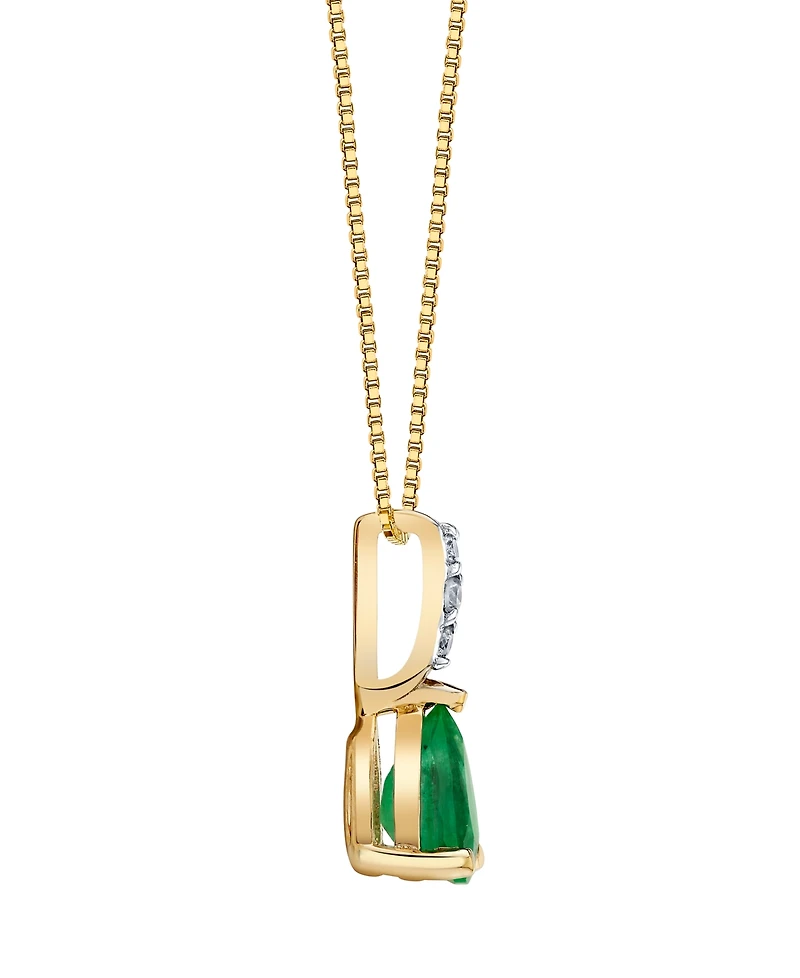 Macy's Emerald (3/8 ct. t.w.) & Diamond Accent Pendant Necklace in 10k Yellow Gold