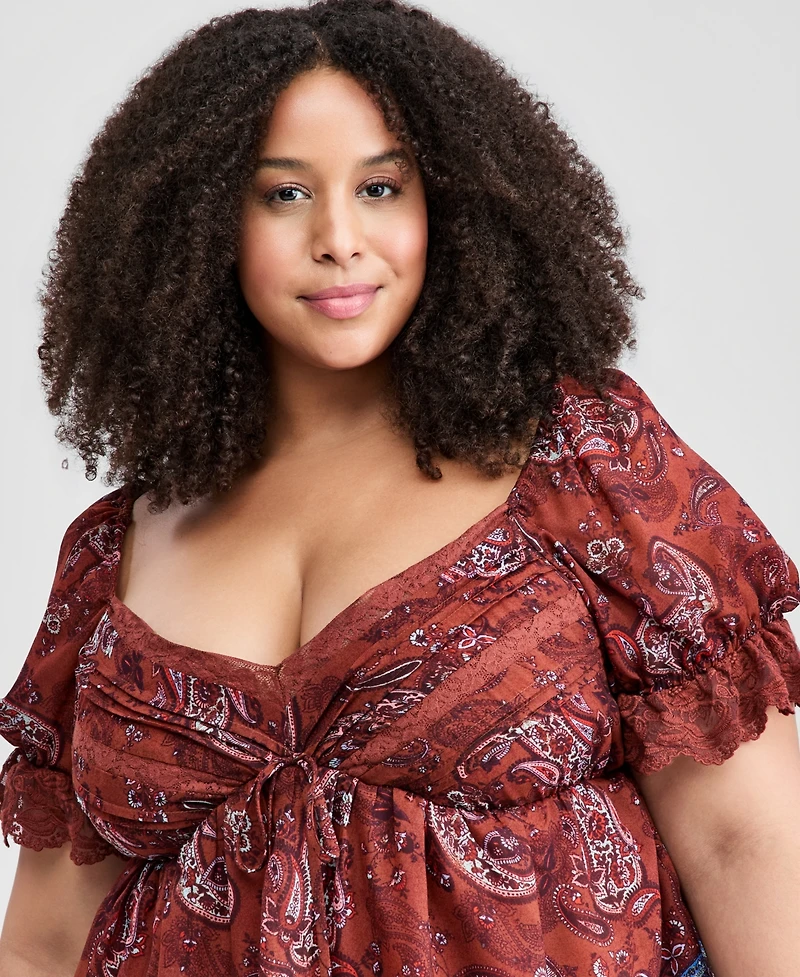 And Now This Trendy Plus Paisley Tiered Mini Skirt, Macy's Exclusive