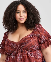 And Now This Trendy Plus Paisley Tiered Mini Skirt, Macy's Exclusive