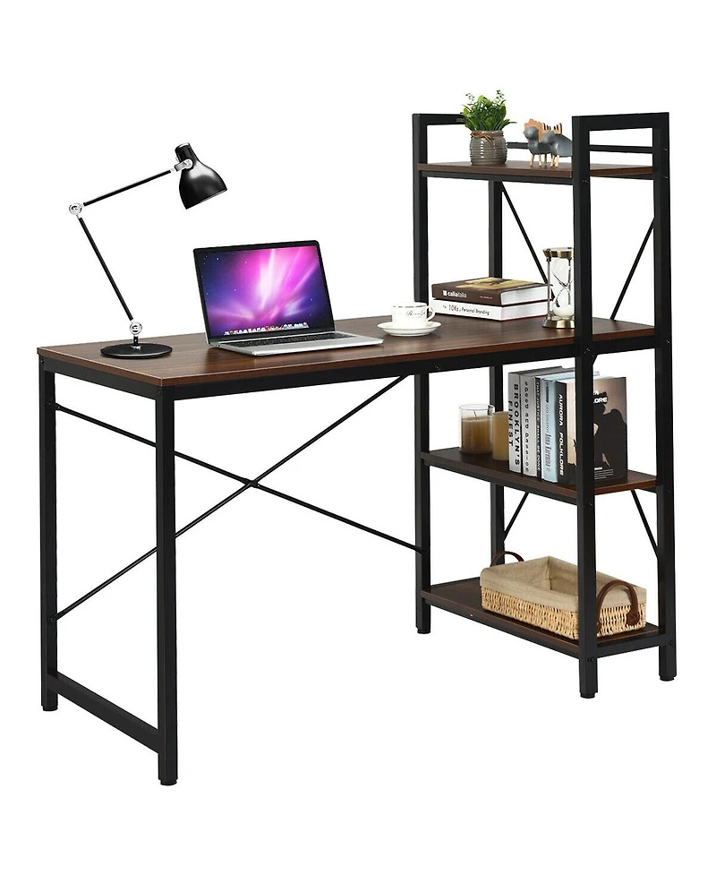 Sugift 47.5 Inch Writing Study Computer Desk with 4-Tier Shelves