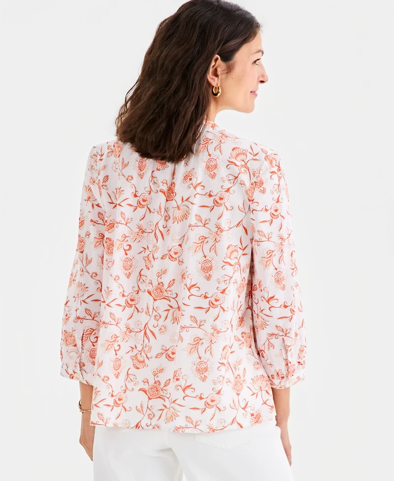 Style & Co Women's Cotton Button-Front 3/4-Sleeve Top, Macy's Exclusive