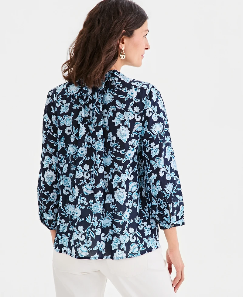Style & Co Women's Cotton Button-Front 3/4-Sleeve Top, Macy's Exclusive