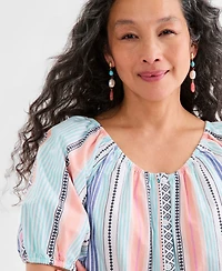 Style & Co Petite Crewneck Stripe Cotton Top, Macy's Exclusive