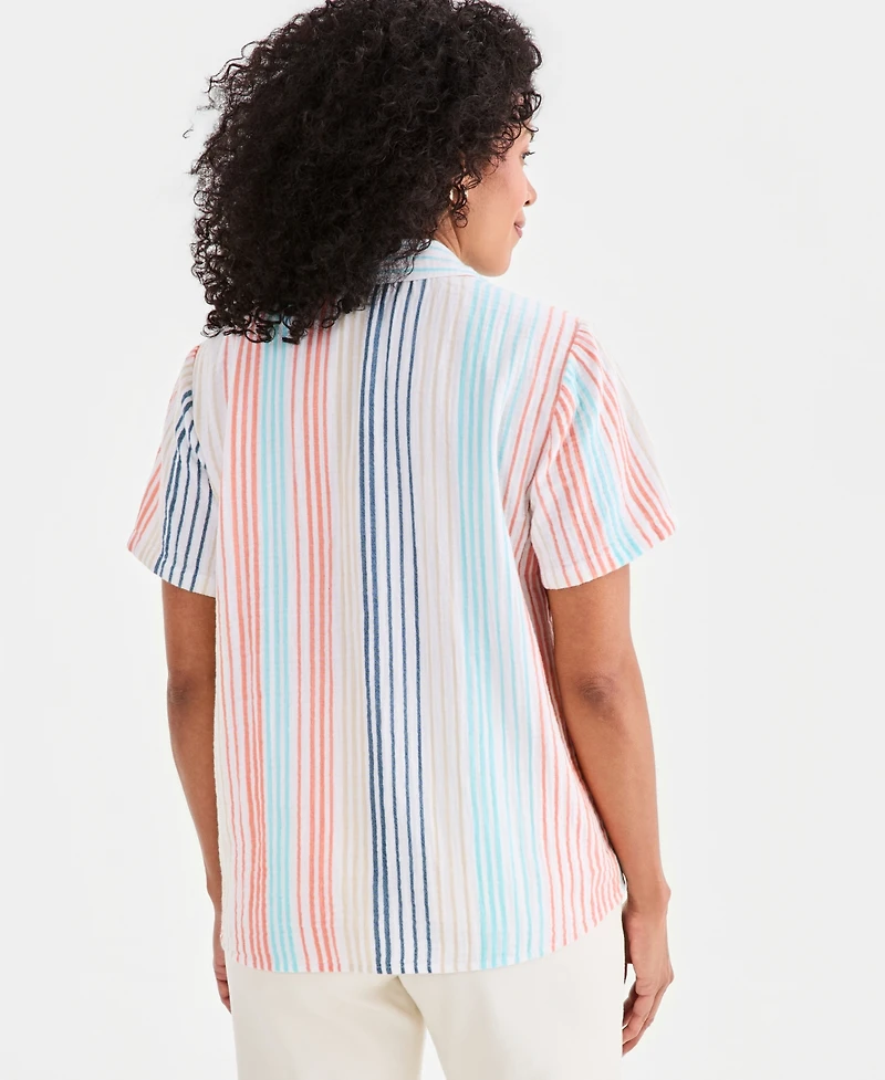 Style & Co Women's Striped Cotton Gauze Tie-Front Top, Macy's Exclusive