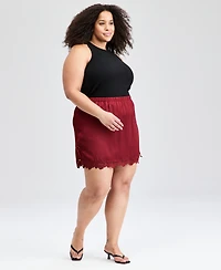 And Now This Trendy Plus Satin Lace-Trim Mini Skirt, Macy's Exclusive