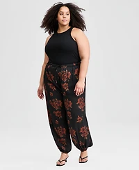 And Now This Trendy Plus Floral Balloon-Leg Drawstring Pants, Macy's Exclusive