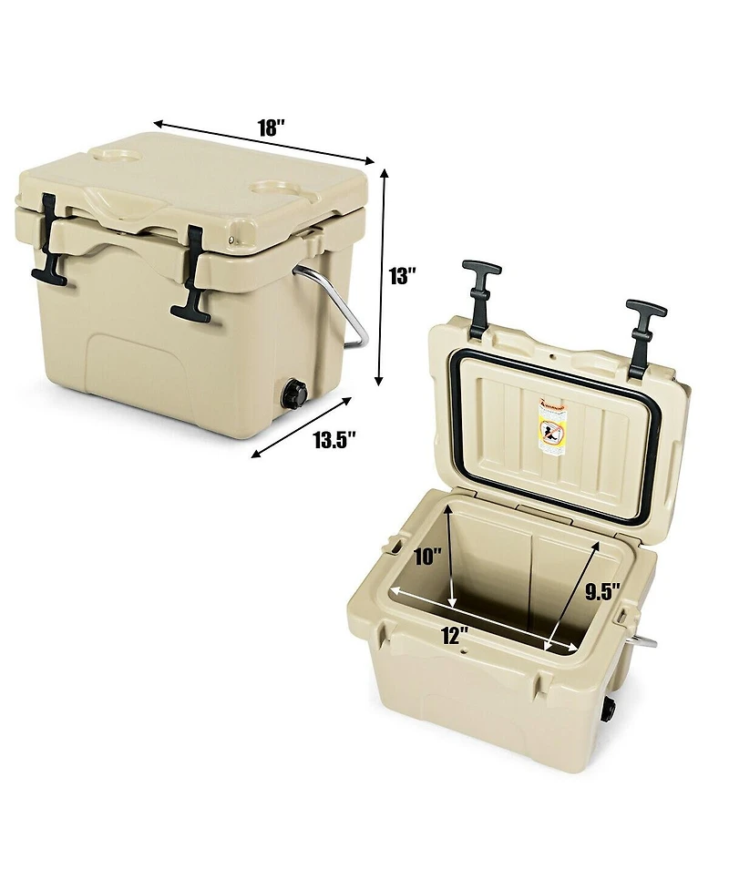 Sugift 16 Quart Insulated Cooler with Cup Holders and Carry Handle