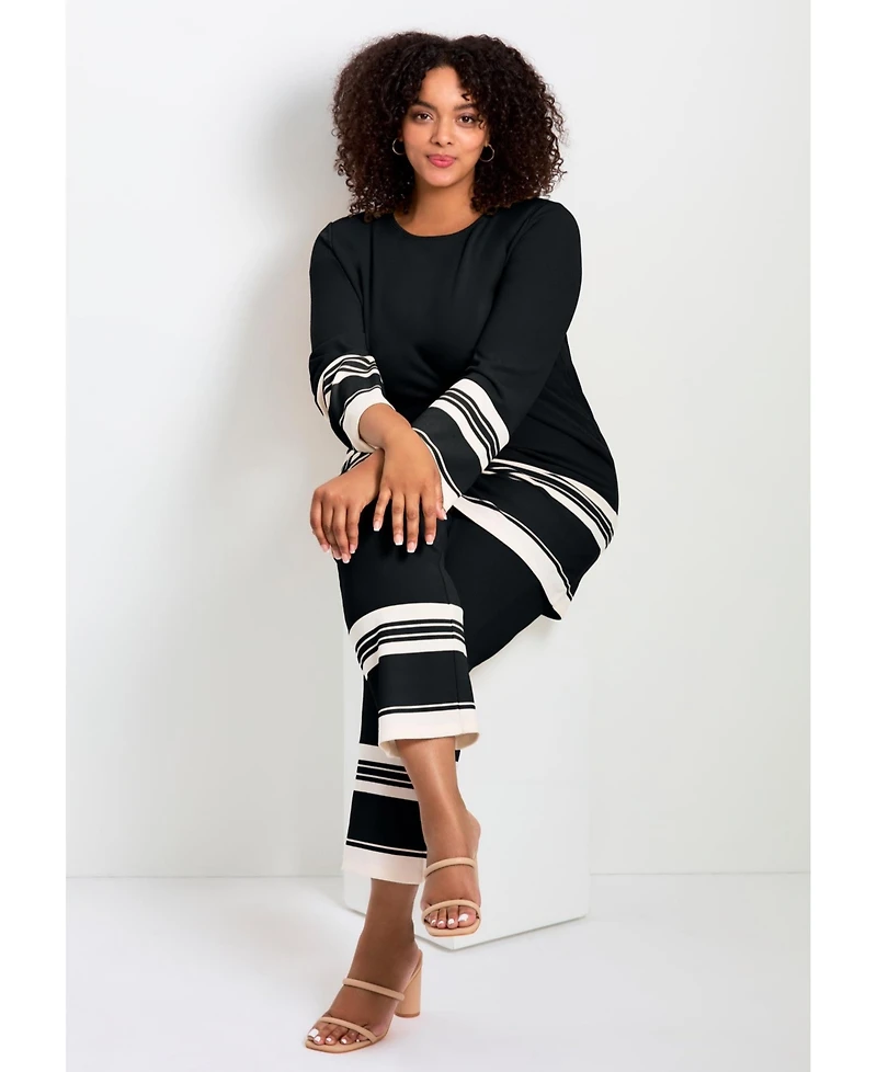 Avenue Women's Border Stripe Straight Leg Pant