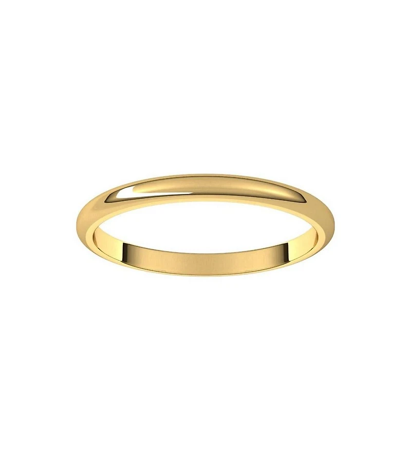 Curata Jewelry Solid 18k Yellow Gold 2mm Half Round Wedding Band Ring