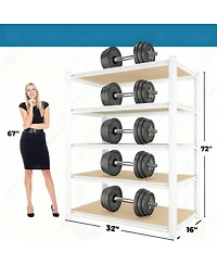 Yigii Adjustable 5-Tier Metal Connector Shelving - Heavy Duty, Boltless, for Kitchen, Pantry, Garage