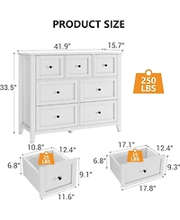 gaomon 7-Drawer Modern Wood Dresser, Deep Storage Chest for Bedroom, Living Room, Entryway