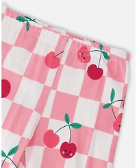 Deux par Deux Little Girls Cotton Jersey Capri Printed Cherries