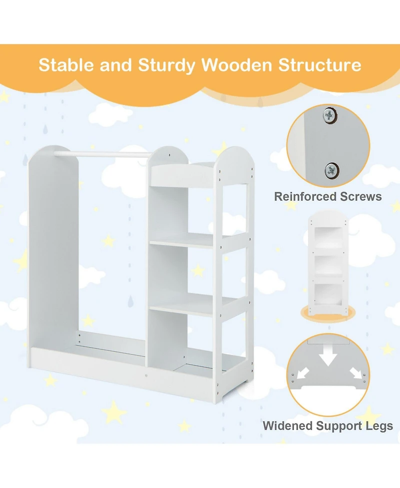 Sugift Kids Dress Up Storage Organizer with Built In Mirror