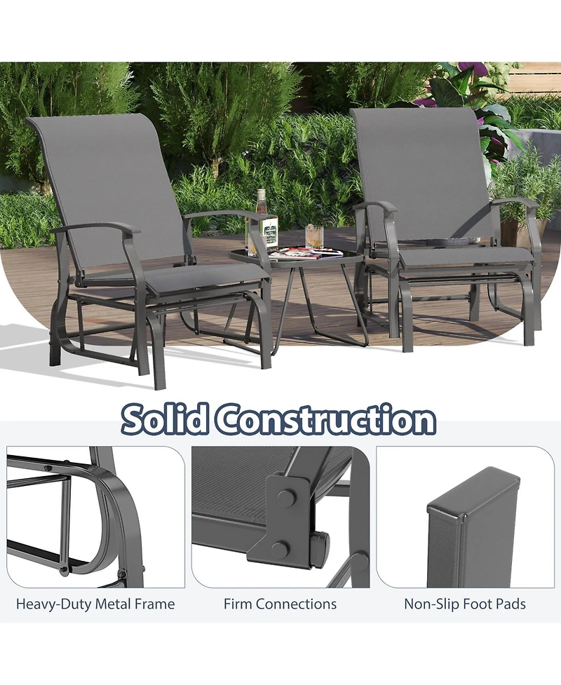 Sugift Outdoor Glider Chairs Set of Two with Ergonomic Seating