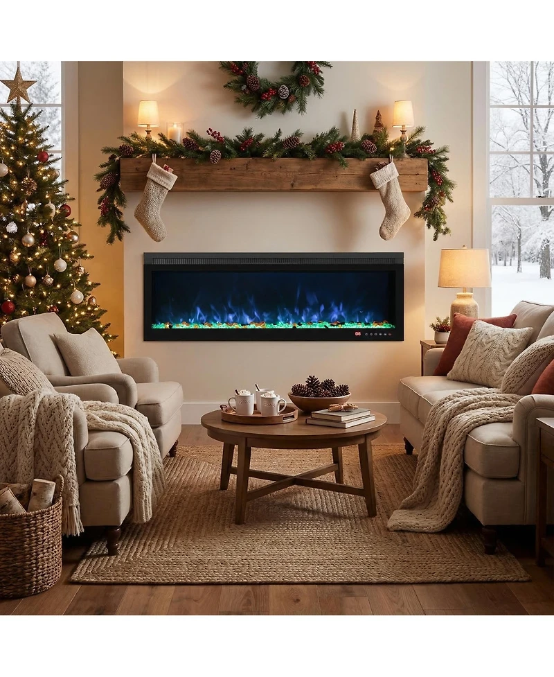 Mondawe Linear Recessed-in Electric Fireplace with Remote Control