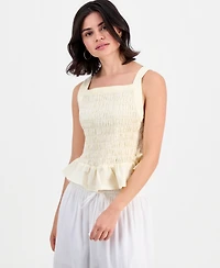 And Now This Petite Cotton Gingham Smocked Peplum Top, Macy's Exclusive