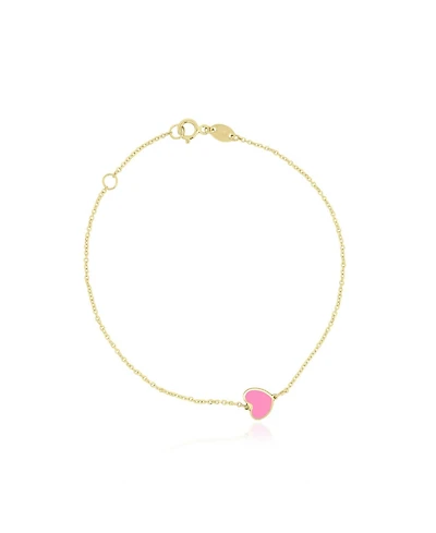 The Lovery Mini Bubblegum Pink Single Heart Bracelet 14K Gold