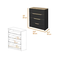Flynama Four Drawer Dresser Modern Superior Top 35.03 inch Wide 13.77 inch Deep Storage Organizer for Bedroom
