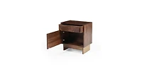 Flynama Elegant Modern Wooden Nightstand with 1 Drawers Walnut Finish Bedside Table for Bedroom Living Room