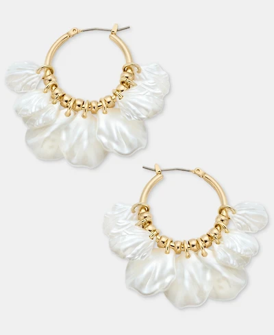 lonna & lilly Shaky Imitation Pearl Charm Hoop Earrings