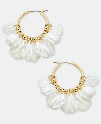 lonna & lilly Shaky Imitation Pearl Charm Hoop Earrings