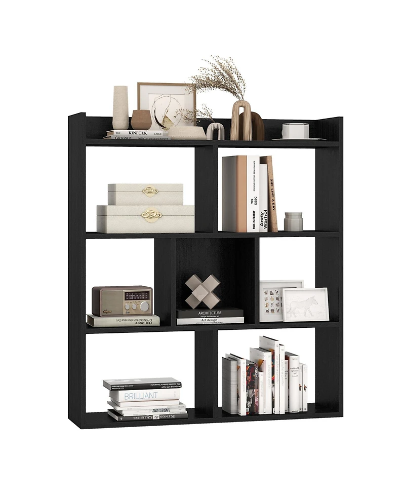 Slickblue 7 Cube Open Back Bookshelf with Anti Tip Safety Wall Anchor