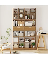 Sugift Tall Freestanding Bookcase with Drawer and Ten Cube Storage