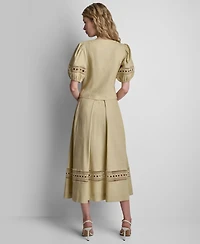 Dkny Women's Puff-Sleeve Zip-Up Blouse