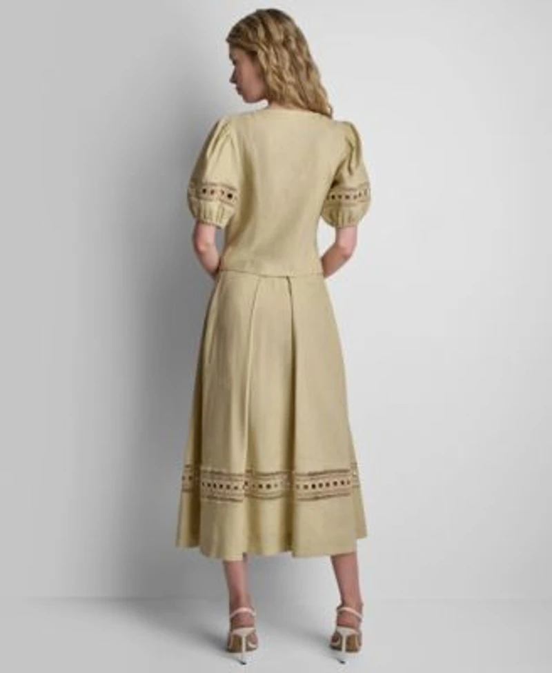 Dkny Womens Linen Lace Blouse Skirt