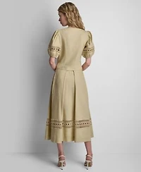 Dkny Womens Linen Lace Blouse Skirt