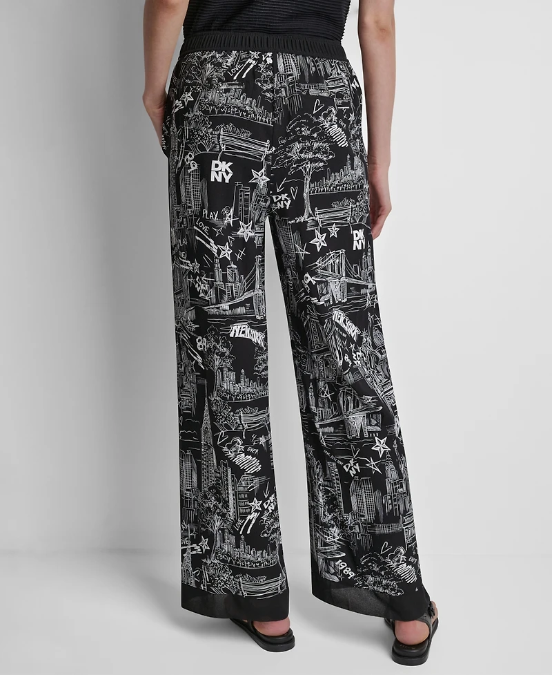 Dkny Women's Printed Drawstring Waist Pants