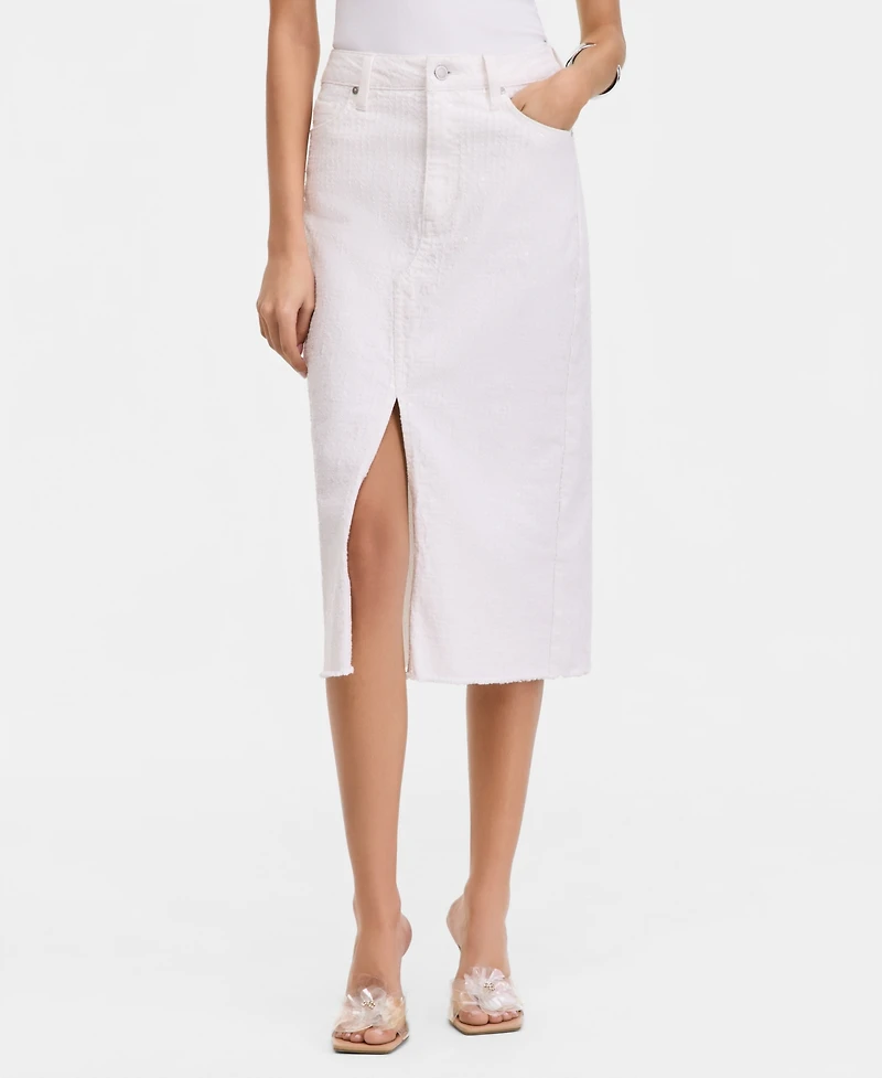 I.n.c. International Concepts Women's Sequin Embellished Denim Midi Skirt, Macy's Exclusive
