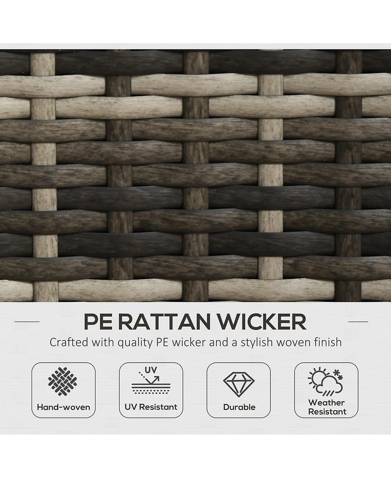 Outsunny Patio Furniture Set, 4 Piece Outdoor Rattan Conversation Set with 2 Armchairs, Cushions, Loveseat Sofa & Coffee Table for Porch, Poolside