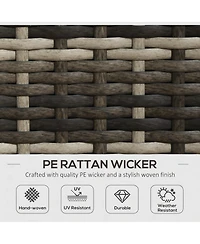 Outsunny Patio Furniture Set, 4 Piece Outdoor Rattan Conversation Set with 2 Armchairs, Cushions, Loveseat Sofa & Coffee Table for Porch, Poolside