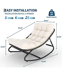gaomon Outdoor Rocking Recliner Chair with Waterproof Padded Cushion and Adjustable Backrest