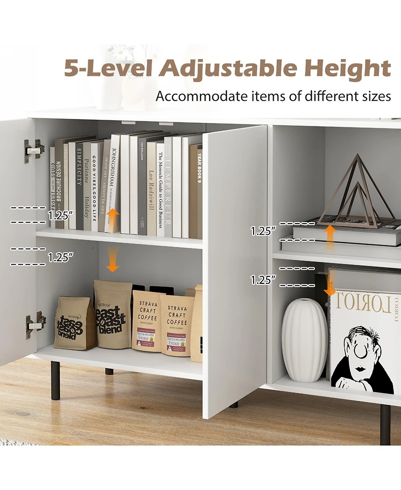 Sugift 42 in Sideboard Buffet Cabinet with Adjustable Storage Shelves