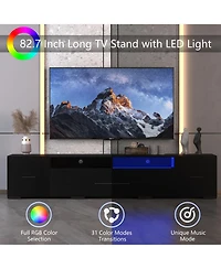 Boyel Living Modern Led Tv Stand with Remote and App Control, Rgb Lights and 31 Modes, Storage Cabinets and Power Outlets, for 80 Inches Tv
