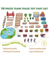 Tiny Land Wooden Train Set 110 Pcs