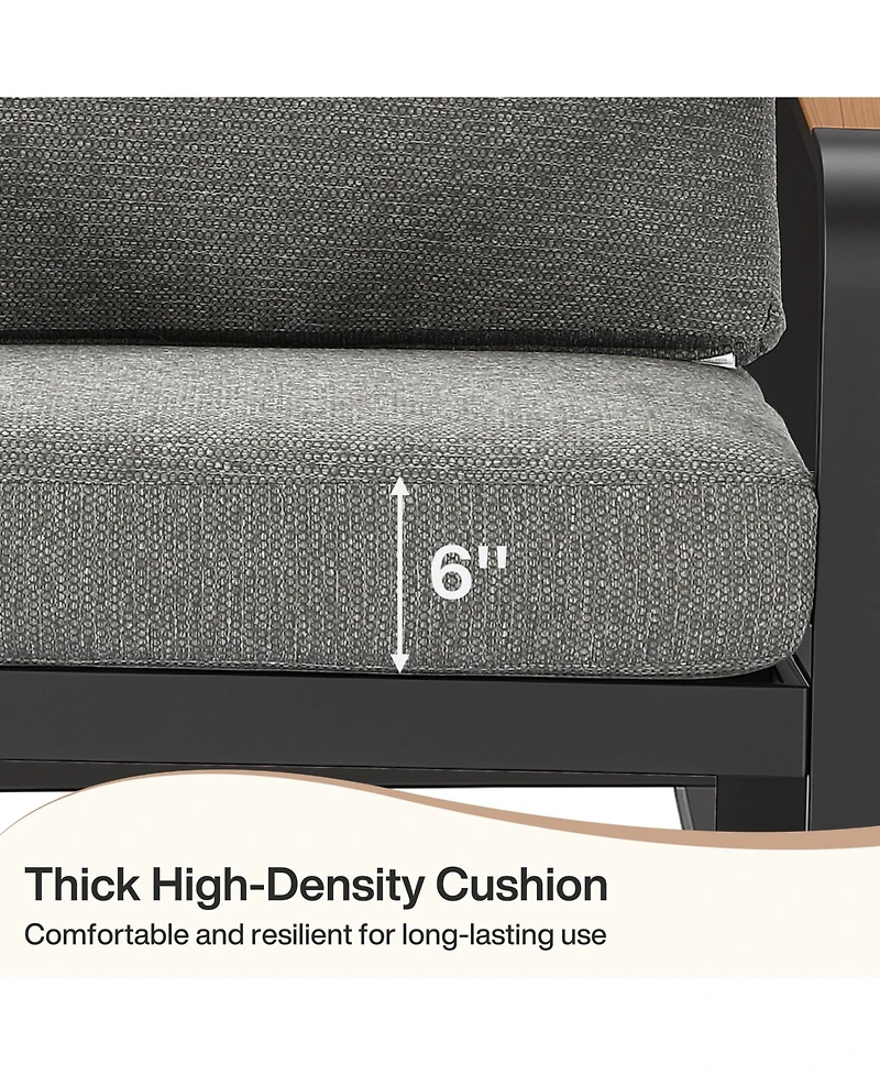 Tribesigns Outdoor Single Patio Sofa with Removable Cushions, Metal Frame Patio Sofa Chair with Thick Cushions for Patio, Balcony, Garden