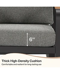 Tribesigns Outdoor Single Patio Sofa with Removable Cushions, Metal Frame Patio Sofa Chair with Thick Cushions for Patio, Balcony, Garden