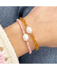 The Lovery Pink Opal Bead Pearl Bracelet 14K Gold