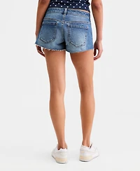 Celebrity Pink Juniors' Gingham Exposed-Pocket Denim Shorts