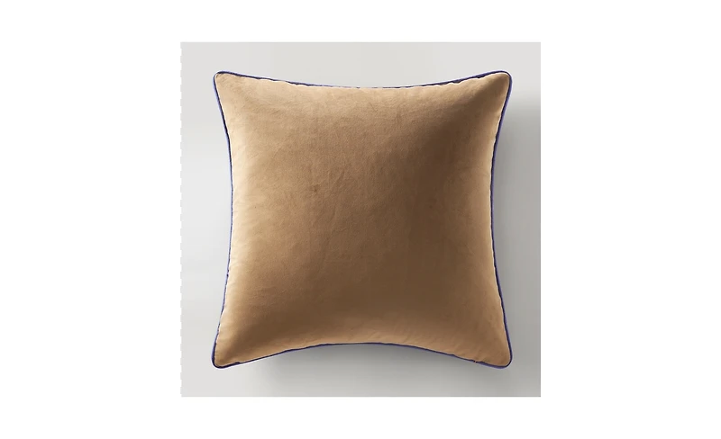 Bronze Tiger Pillow 22" - Blue Piping