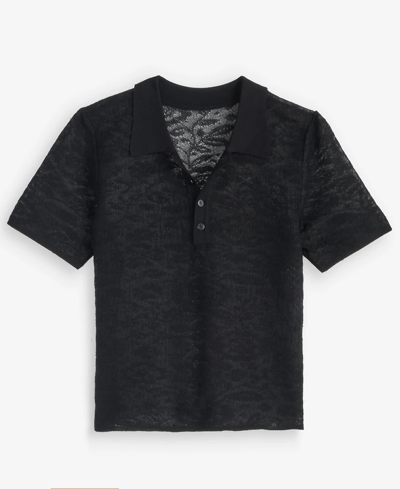 I.n.c. International Concepts Petite Collared Jacquard Top, Macy's Exclusive